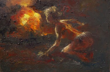 Malerei mit dem Titel "La survivante" von Manuel Leonardi, Original-Kunstwerk, Öl