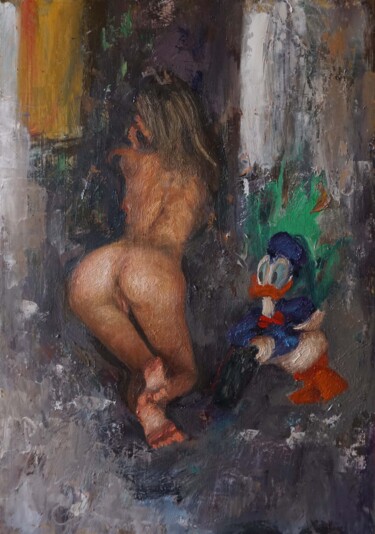 Malerei mit dem Titel "Donald" von Manuel Leonardi, Original-Kunstwerk, Öl
