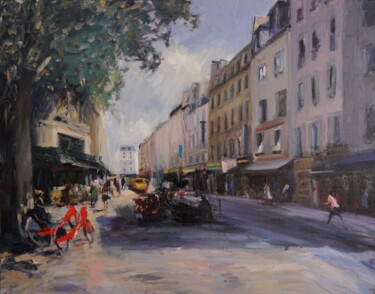 Painting titled "Matin , rue de la R…" by Manuel Leonardi, Original Artwork, Oil