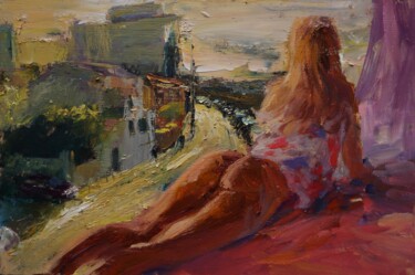 Peinture intitulée "Une fille dans le s…" par Manuel Leonardi, Œuvre d'art originale, Huile