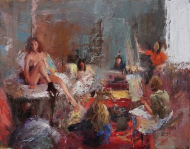 Painting titled "Atelier Novembre" by Manuel Leonardi, Original Artwork, Oil
