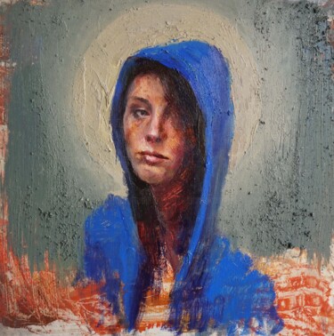 Peinture intitulée "Pauline en capuche…" par Manuel Leonardi, Œuvre d'art originale, Huile