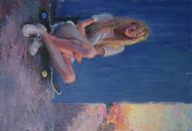 Pintura titulada "Adèle en skate , #A…" por Manuel Leonardi, Obra de arte original, Oleo