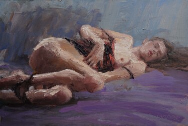Peinture intitulée "Endormie" par Manuel Leonardi, Œuvre d'art originale, Huile
