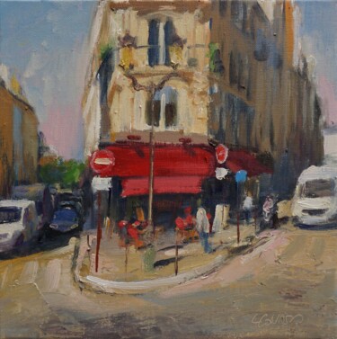 Картина под названием "Café , boulevards" - Manuel Leonardi, Подлинное произведение искусства, Масло