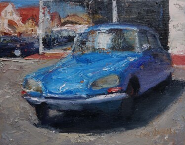 Malerei mit dem Titel "DS bleue" von Manuel Leonardi, Original-Kunstwerk, Öl