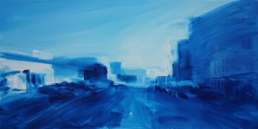 Schilderij getiteld "Vitry bleu" door Manuel Leonardi, Origineel Kunstwerk, Olie