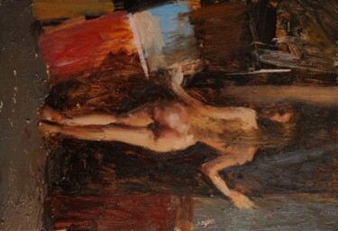 Pittura intitolato "Brève entrevue par…" da Manuel Leonardi, Opera d'arte originale, Olio