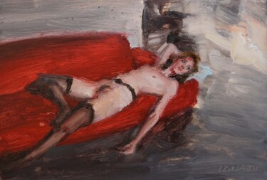 Peinture intitulée "Pauline sur le cana…" par Manuel Leonardi, Œuvre d'art originale, Huile