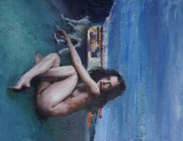 Peinture intitulée "La fille de l'aire" par Manuel Leonardi, Œuvre d'art originale, Huile