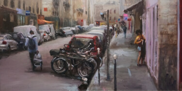 Peinture intitulée "Paris , Aligre" par Manuel Leonardi, Œuvre d'art originale, Huile