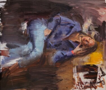 Schilderij getiteld "Pauline blonde 2" door Manuel Leonardi, Origineel Kunstwerk, Olie