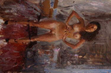 Pintura intitulada "Madame Aude est en…" por Manuel Leonardi, Obras de arte originais, Óleo
