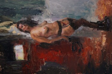 Schilderij getiteld "La nuit" door Manuel Leonardi, Origineel Kunstwerk, Olie