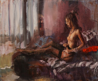 Peinture intitulée "Elise en bas" par Manuel Leonardi, Œuvre d'art originale, Huile