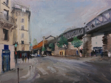 Painting titled "Paris , Grenelle" by Manuel Leonardi, Original Artwork, Oil