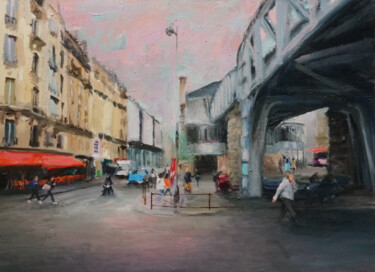 Картина под названием "Bir hakeim , Paris" - Manuel Leonardi, Подлинное произведение искусства, Масло