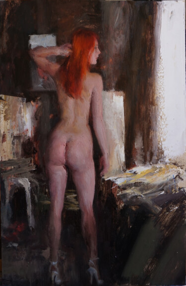 Painting titled "Toujours élégante" by Manuel Leonardi, Original Artwork, Oil