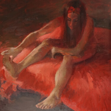 Malerei mit dem Titel "Rouge 21" von Manuel Leonardi, Original-Kunstwerk, Öl