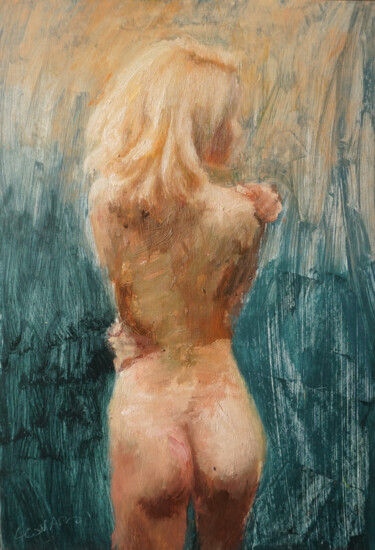 Painting titled "Blonde silhouette" by Manuel Leonardi, Original Artwork, Oil