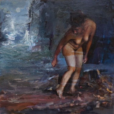 Malerei mit dem Titel "La marée" von Manuel Leonardi, Original-Kunstwerk, Öl