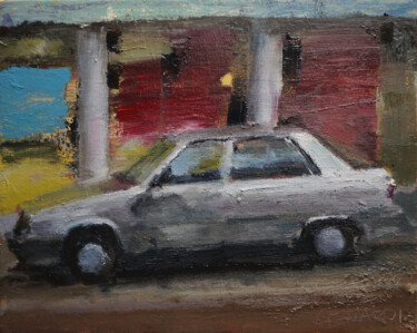 Painting titled "Renault 19" by Manuel Leonardi, Original Artwork, Oil