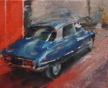 Pintura titulada "DS bleue garage" por Manuel Leonardi, Obra de arte original, Oleo