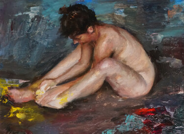 Malerei mit dem Titel "La peinture jaune 2" von Manuel Leonardi, Original-Kunstwerk, Öl