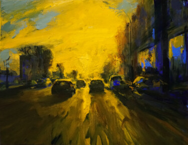 Painting titled "Trafic22" by Manuel Leonardi, Original Artwork, Oil