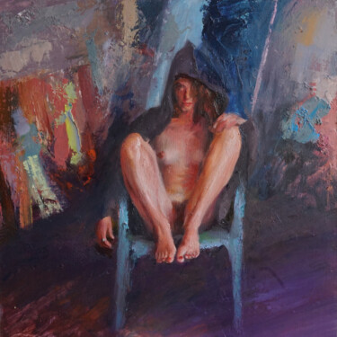 Malerei mit dem Titel "Pauline assise" von Manuel Leonardi, Original-Kunstwerk, Öl