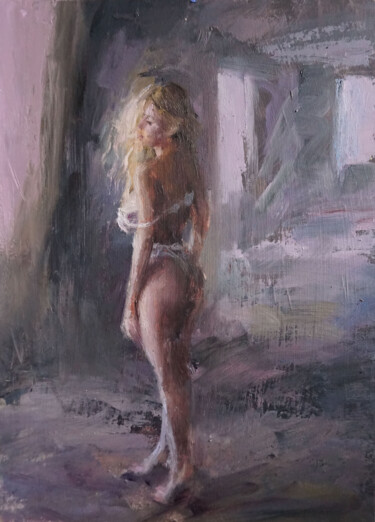 Malerei mit dem Titel "Sandrine 23" von Manuel Leonardi, Original-Kunstwerk, Öl