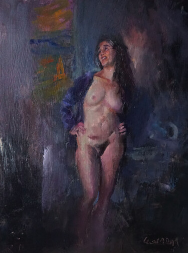 Malerei mit dem Titel "Les essais" von Manuel Leonardi, Original-Kunstwerk, Öl