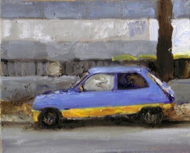 Painting titled "renault 5" by Manuel Leonardi, Original Artwork, Oil