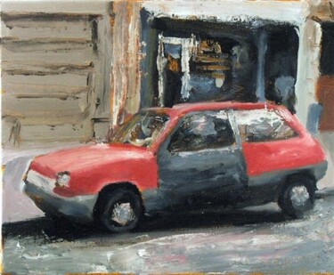 Painting titled "renault 5" by Manuel Leonardi, Original Artwork, Oil