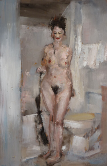 Painting titled "nue" by Manuel Leonardi, Original Artwork, Oil