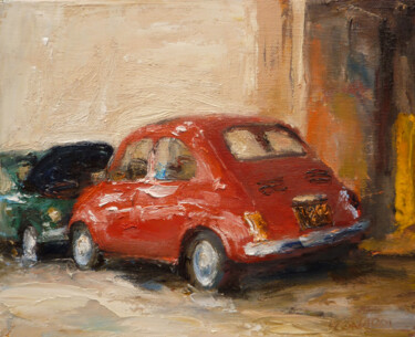 Peinture intitulée "Fiat 500j" par Manuel Leonardi, Œuvre d'art originale, Huile