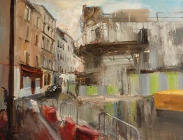 Peinture intitulée "Paris, rue des Haies" par Manuel Leonardi, Œuvre d'art originale, Huile