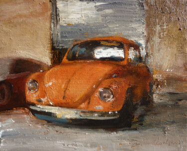 Painting titled "VW Coccinelle" by Manuel Leonardi, Original Artwork, Oil