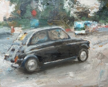 「Fiat 500」というタイトルの絵画 Manuel Leonardiによって, オリジナルのアートワーク, オイル