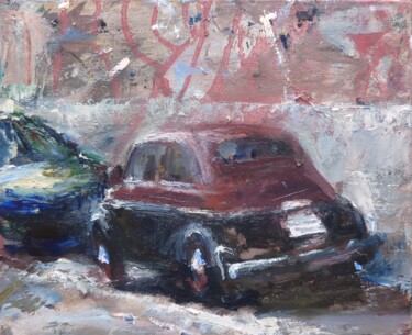 Schilderij getiteld "Fiat 500 b" door Manuel Leonardi, Origineel Kunstwerk, Olie