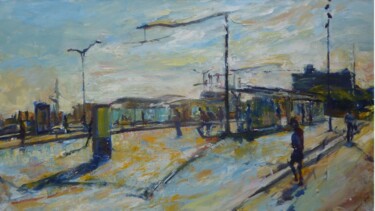 Malerei mit dem Titel "Tramway" von Manuel Leonardi, Original-Kunstwerk, Öl