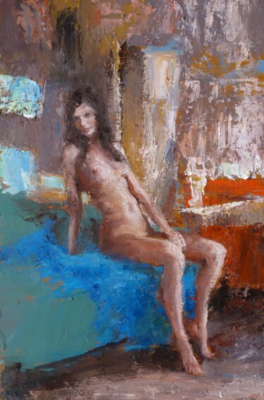 Malerei mit dem Titel "Nadia" von Manuel Leonardi, Original-Kunstwerk, Öl
