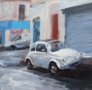 Painting titled "Fiat 500" by Manuel Leonardi, Original Artwork, Oil