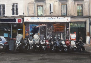 Painting titled "Scooters" by Manuel Leonardi, Original Artwork, Oil