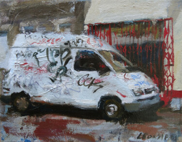 Peinture intitulée "Camionette tags" par Manuel Leonardi, Œuvre d'art originale, Huile