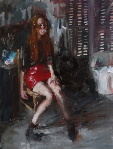 Peinture intitulée "La fille au malabar" par Manuel Leonardi, Œuvre d'art originale, Huile