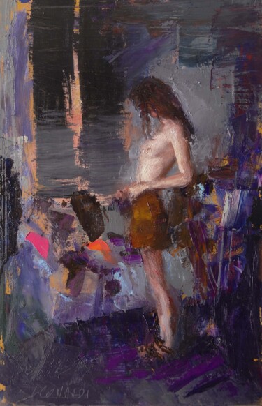 Peinture intitulée "La petite jupe en d…" par Manuel Leonardi, Œuvre d'art originale, Huile