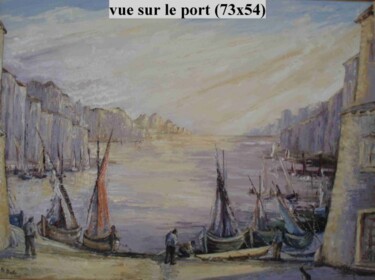 Peinture intitulée "vue sur le port" par Manuel Martin, Œuvre d'art originale