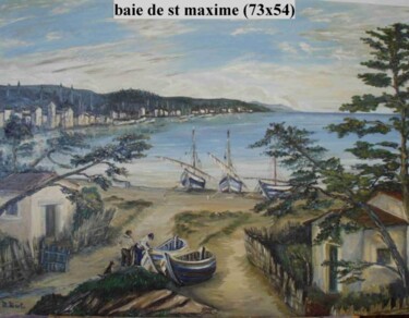 Peinture intitulée "barques sous les pi…" par Manuel Martin, Œuvre d'art originale