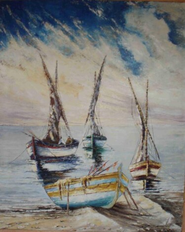 Malerei mit dem Titel "BARQUE JAUNE" von Manuel Martin, Original-Kunstwerk